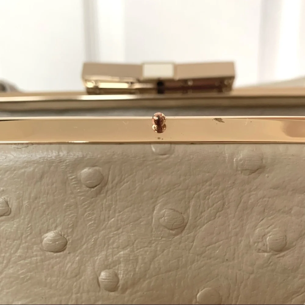 Kate Spade · Victoria Falls Madeline Ostrich Embossed Satchel Stone Taupe Bag - Picture 9 of 17